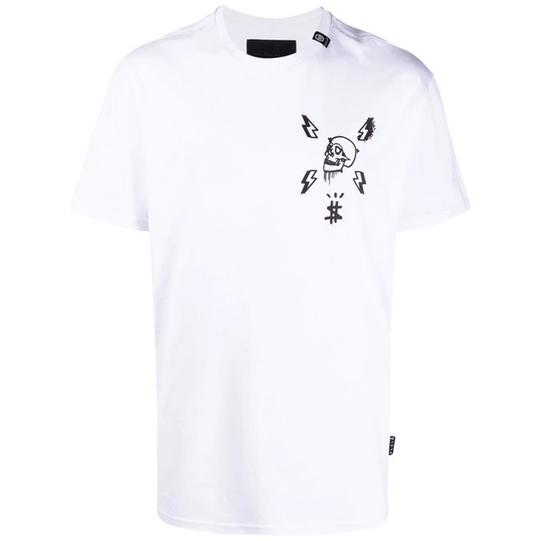 フィリッププレイン メンズ Tシャツ トップス スカルプリント Tシャツ 01 WHITE