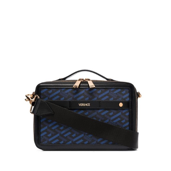 ヴェルサーチ メンズ ショルダーバッグ バッグ グレカ ショルダーバッグ 5U18V Blu Navy+Black-Versace Gold