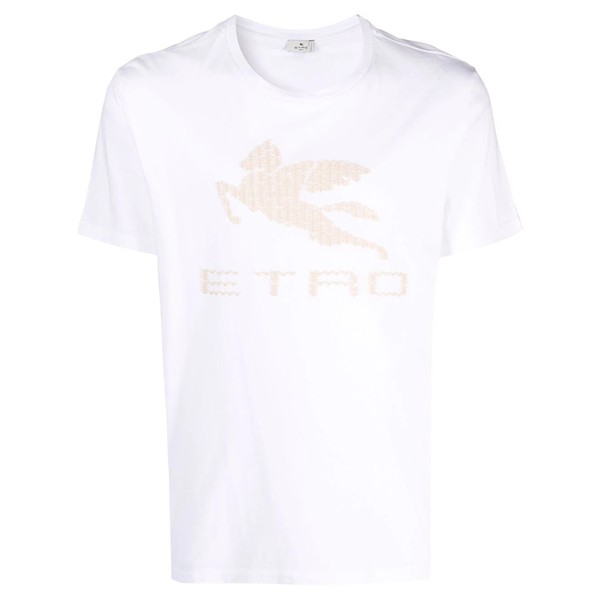 エトロ メンズ Tシャツ トップス エンブロイダリーロゴ Tシャツ 990 WHITE