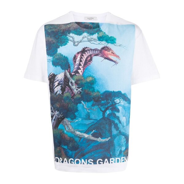 ヴァレンティノ メンズ Tシャツ トップス Dragons Garden Tシャツ 87M WHITE