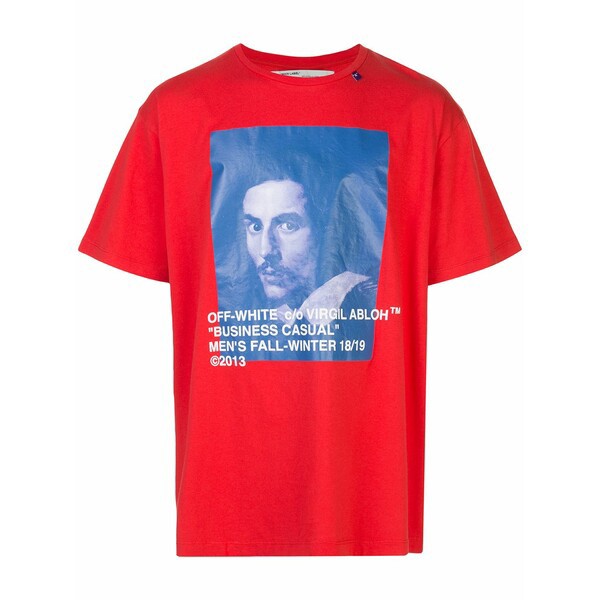 オフホワイト メンズ Tシャツ トップス Bernini プリント Tシャツ RED