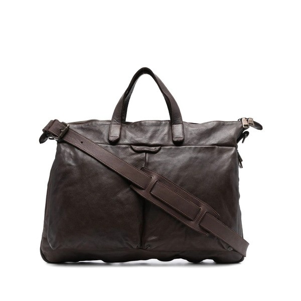 オフィチーネ クリエイティブ メンズ トートバッグ バッグ debossed-logo leather bag EBANO BROWN