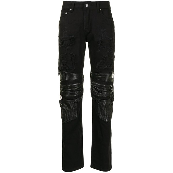 ゴッズマスターフルチルドレン メンズ デニムパンツ ボトムス Yorke バイカージーンズ DISTRESSED BLACK