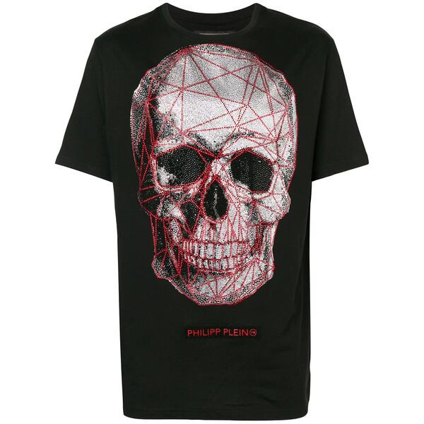 フィリッププレイン メンズ Tシャツ トップス ラウンドネック Tシャツ 0213 BLACK / RED