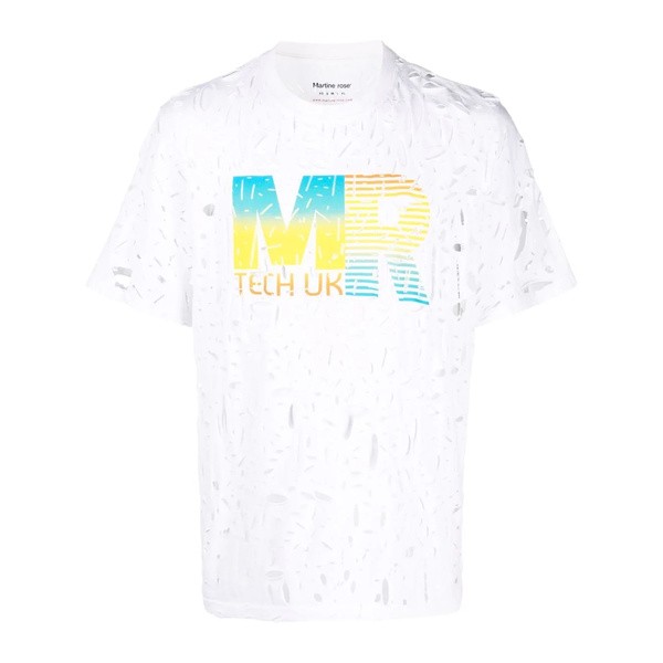 マーティン・ローズ メンズ Tシャツ トップス カットアウト ロゴ Tシャツ MR001 WHITE