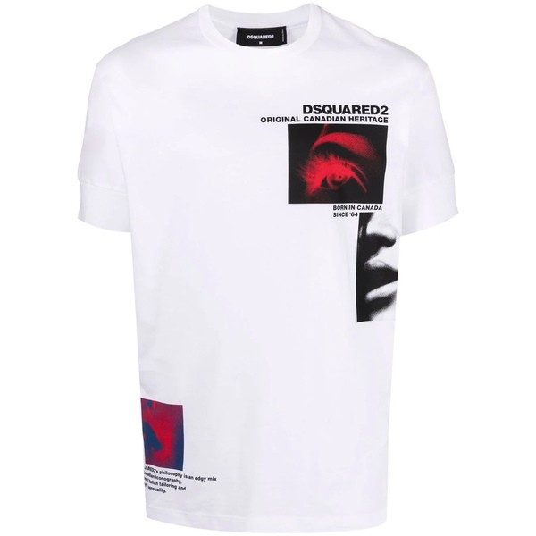 ディースクエアード メンズ Tシャツ トップス グラフィック Tシャツ 100 WHITE