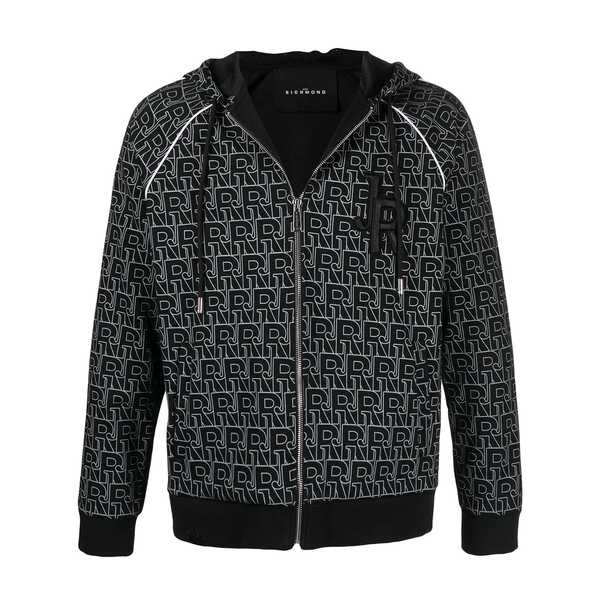 ジョン リッチモンド メンズ パーカー・スウェットシャツ アウター Ignatius ロゴ パーカー JR M.BK/GR BLACK/GREY