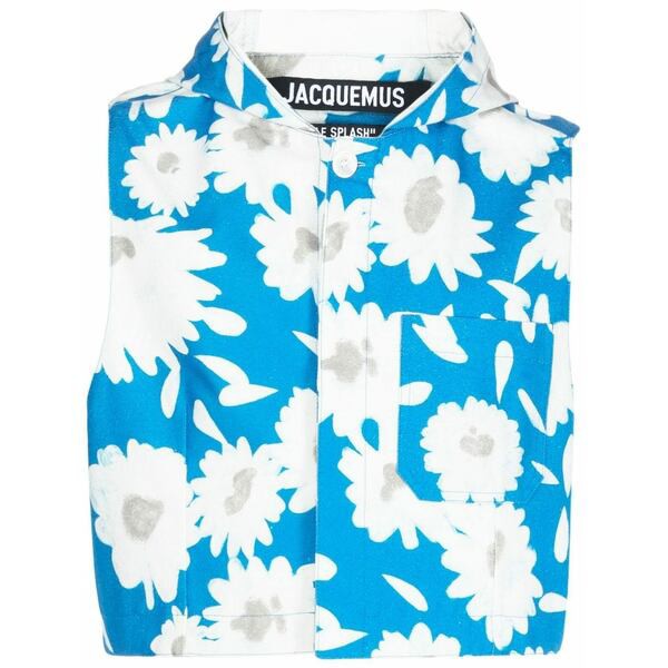 ジャクエムス メンズ ジャケット＆ブルゾン アウター フローラル クロップドベスト 3AN print white/blue flowers