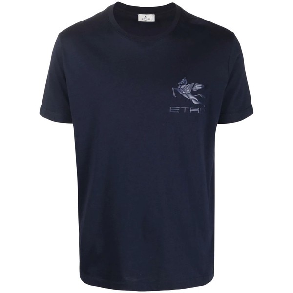 エトロ メンズ Tシャツ トップス エンボスロゴ Tシャツ 0200 BLUE