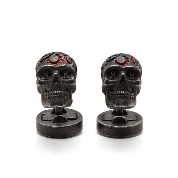 タテオシアン メンズ カフスボタン アクセサリー Gear Skull カフスボタン GUNMETAL