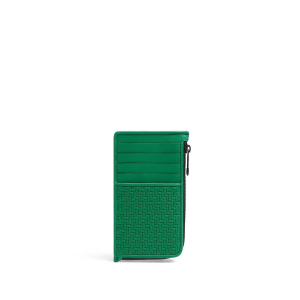 ゼニア メンズ 財布 アクセサリー woven leather cardholder BID GREEN