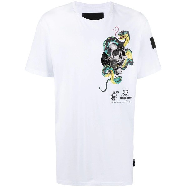 フィリッププレイン メンズ Tシャツ トップス プリント Tシャツ 01 WHITE