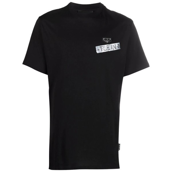 フィリッププレイン メンズ Tシャツ トップス テープディテール Tシャツ 02 BLACK