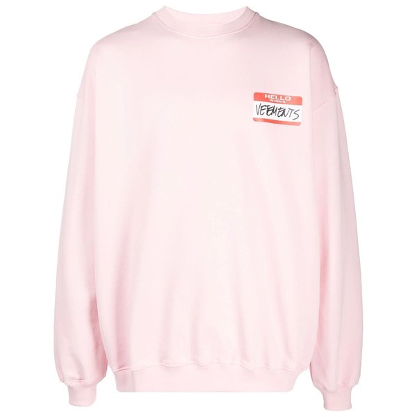 ヴェトモン メンズ パーカー・スウェットシャツ アウター Name Tag スウェットシャツ 1601 BABY PINK