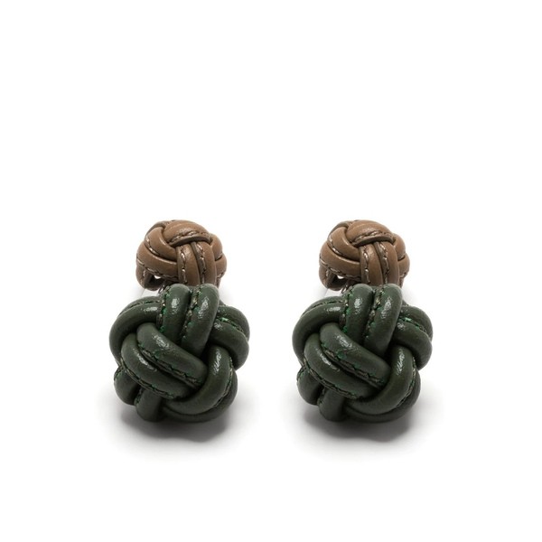 タテオシアン メンズ カフスボタン アクセサリー Nodo Pelle カフスボタン DARK GREEN AND KHAKI