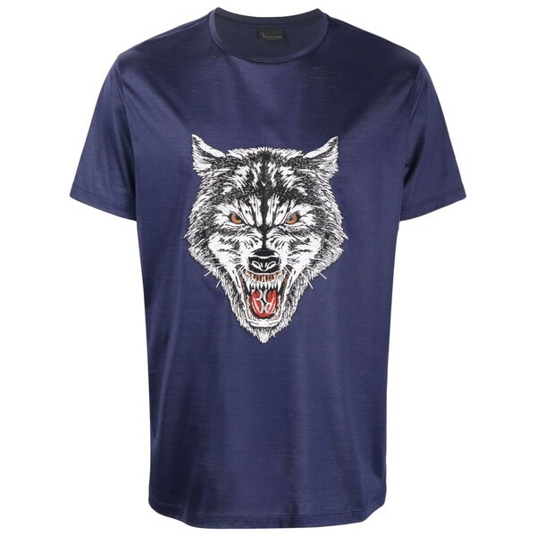 ビリオネア メンズ Tシャツ トップス Wolf プリント Tシャツ 14 dark blue