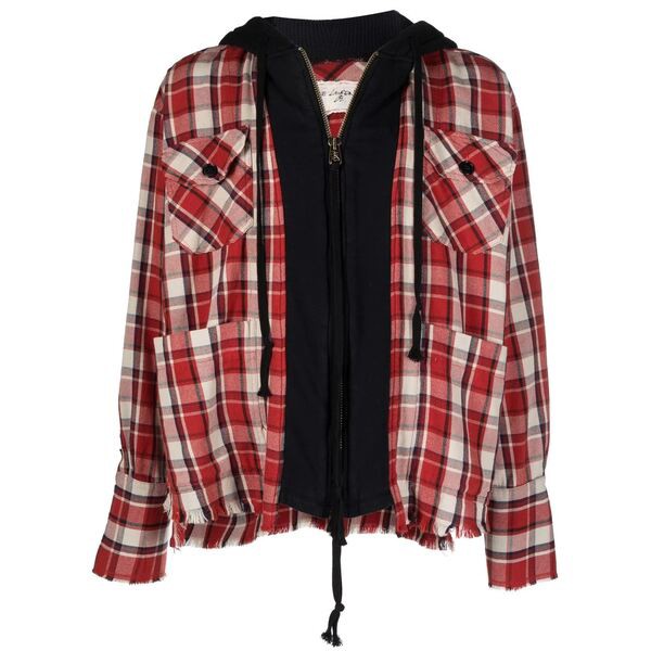 グレッグローレン メンズ ジャケット＆ブルゾン アウター フーデッド フランネルジャケット RED PLAID