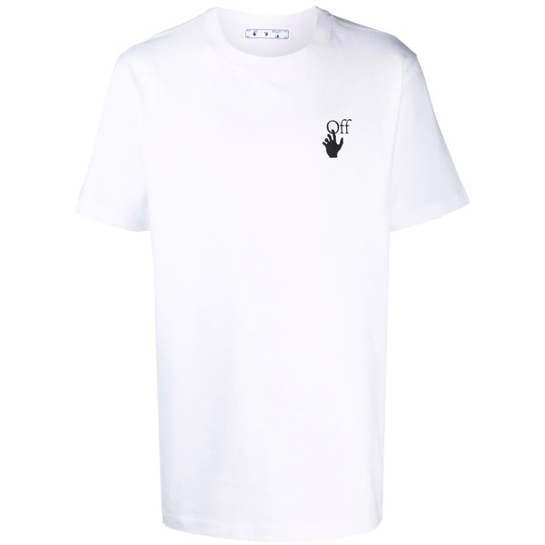 オフホワイト メンズ Tシャツ トップス ロゴ プリント Tシャツ 0110 WHITE BLACK