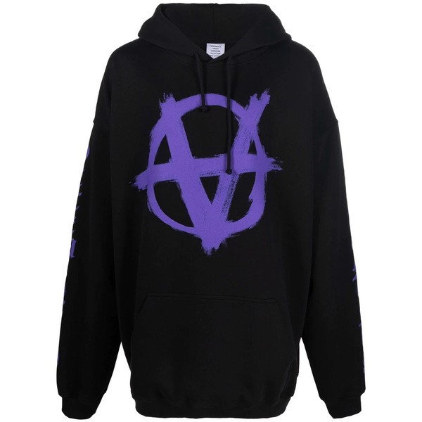 ヴェトモン メンズ パーカー・スウェットシャツ アウター Anarchy パーカー BLACK PURPLE