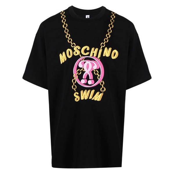 モスキーノ メンズ Tシャツ トップス ロゴ Tシャツ 555 - Nero