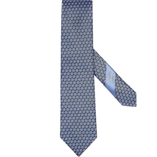 ゼニア メンズ ネクタイ アクセサリー geometric floral-print silk tie BL3 BLUE