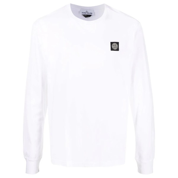 ストーンアイランド メンズ Tシャツ トップス ロゴ ロングTシャツ V0001 WHITE