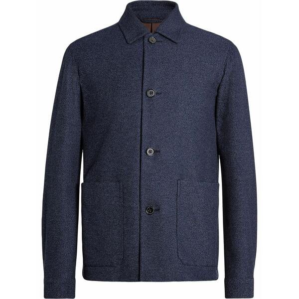 ゼニア メンズ ジャケット＆ブルゾン アウター button-front shirt jacket 100 BLUE