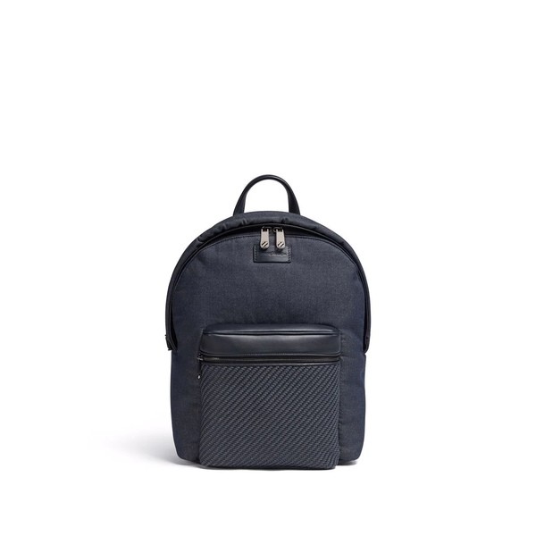 ゼニア メンズ バックパック・リュックサック バッグ two-tone leather trim backpack TRB BLUE