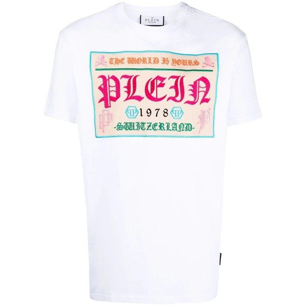 フィリッププレイン メンズ Tシャツ トップス ロゴ Tシャツ 0121 white / multicolored