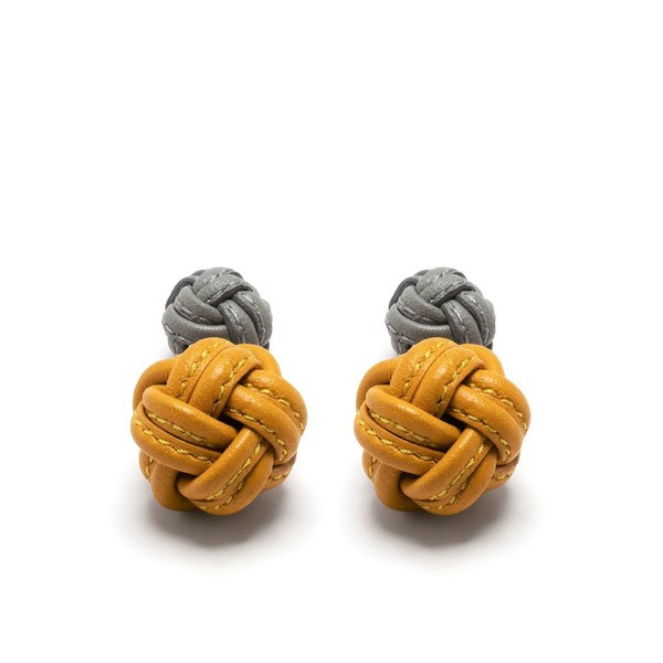 タテオシアン メンズ カフスボタン アクセサリー Nodo Pelle カフスボタン MUSTARD AND GREY