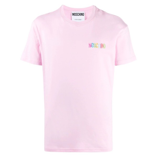 モスキーノ メンズ Tシャツ トップス ロゴ Tシャツ 1224 PINK