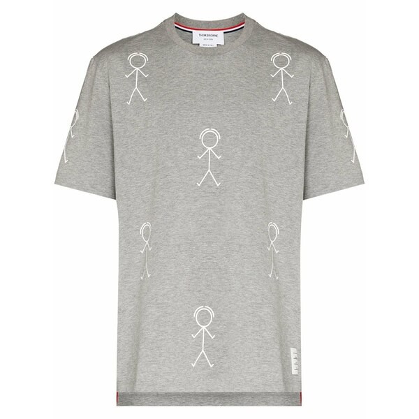 トムブラウン メンズ Tシャツ トップス Mr. Thom ロゴプリント Tシャツ 055 LIGHT GREY