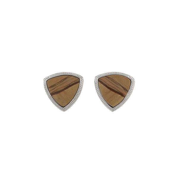 タテオシアン メンズ カフスボタン アクセサリー Landscape Jasper カフスボタン SILVER/BROWN