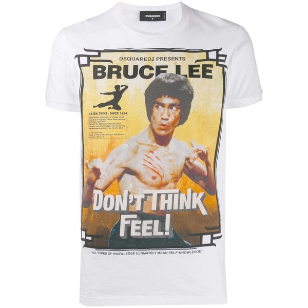 ディースクエアード メンズ Tシャツ トップス Bruce Lee Tシャツ ホワイト