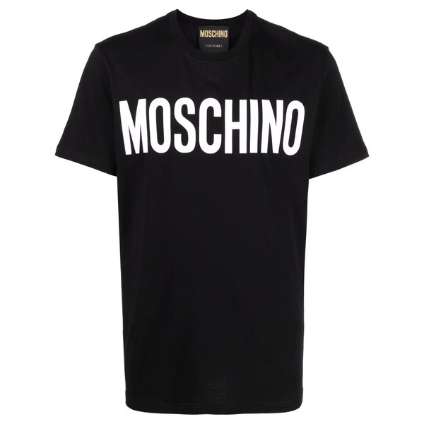 モスキーノ メンズ Tシャツ トップス ロゴ Tシャツ 1555 BLACK