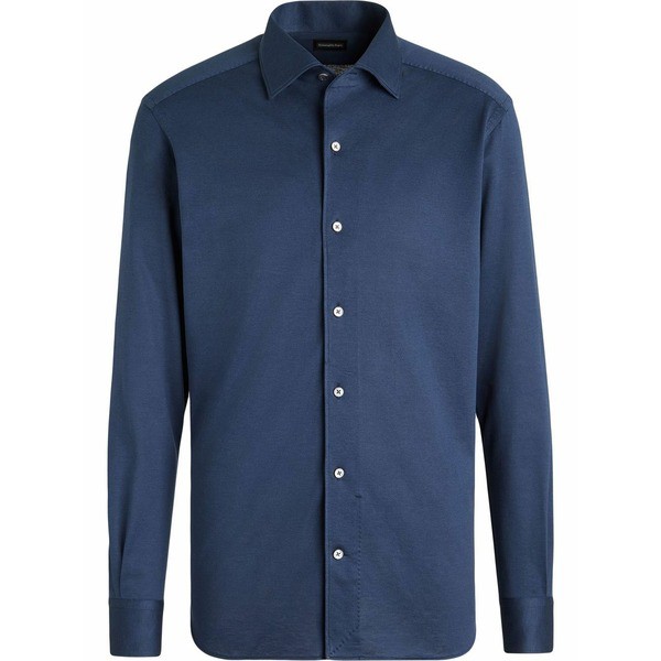 ゼニア メンズ シャツ トップス classic-collar long-sleeve shirt BLU BLUE