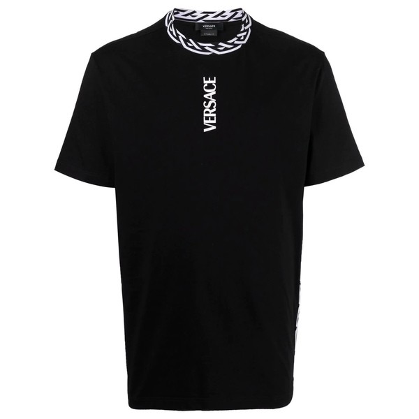 ヴェルサーチ メンズ Tシャツ トップス ラ グレカ Tシャツ 1B000 BLACK