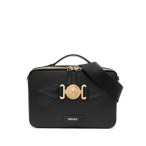 ヴェルサーチ メンズ トートバッグ バッグ メドゥーサ レザートートバッグ 1B00V BLACK + VERSACE GOLD