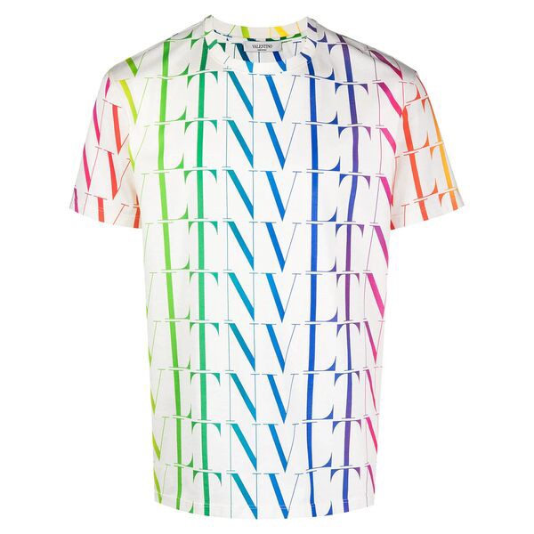 ヴァレンティノ メンズ Tシャツ トップス ロゴ Tシャツ L81 BIANCO VLTN TIMES MULTICOLORS