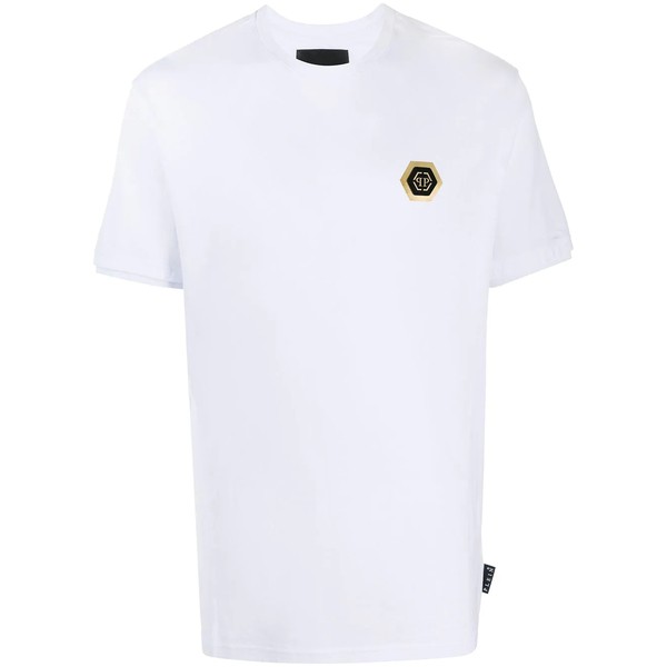 フィリッププレイン メンズ Tシャツ トップス ロゴパッチ Tシャツ 01 WHITE