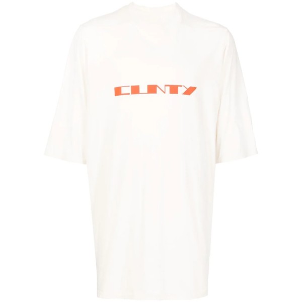 リックオウエンス メンズ Tシャツ トップス スローガン Tシャツ NATURAL/ORANGE