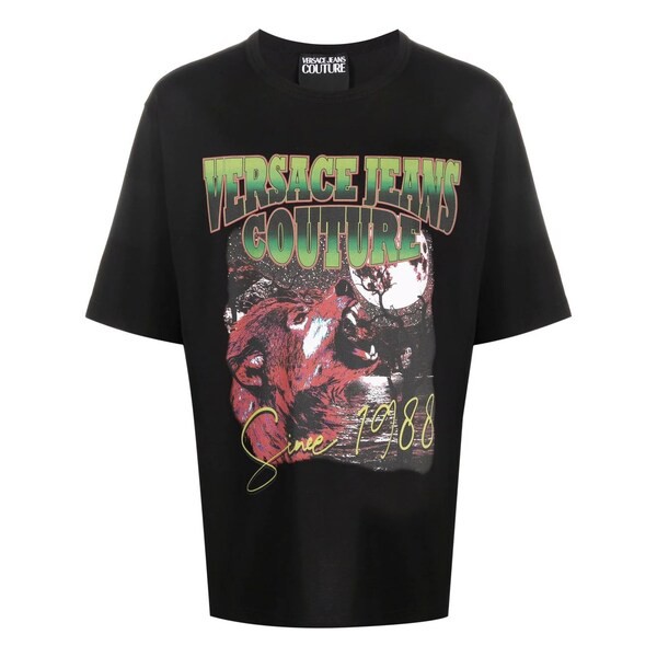 ベルサーチ メンズ Tシャツ トップス プリント Tシャツ 899 BLACK