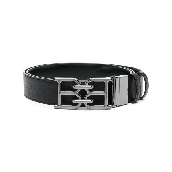 バリー メンズ ベルト アクセサリー logo-buckle leather belt BLACK BOVINE GRANIDED