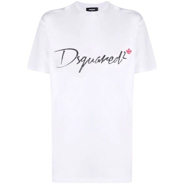 ディースクエアード メンズ Tシャツ トップス ロゴ Tシャツ 100 WHITE