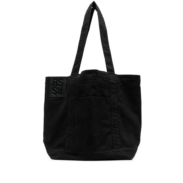 ラフ・シモンズ メンズ トートバッグ バッグ ロゴパッチ デニムハンドバッグ 0099 BLACK