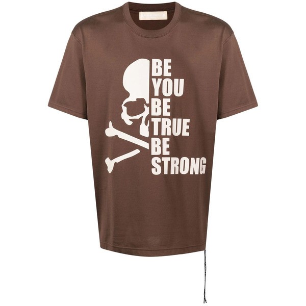 マスターマインド ワールド メンズ Tシャツ トップス Be Strong スローガン Tシャツ 4 BROWN