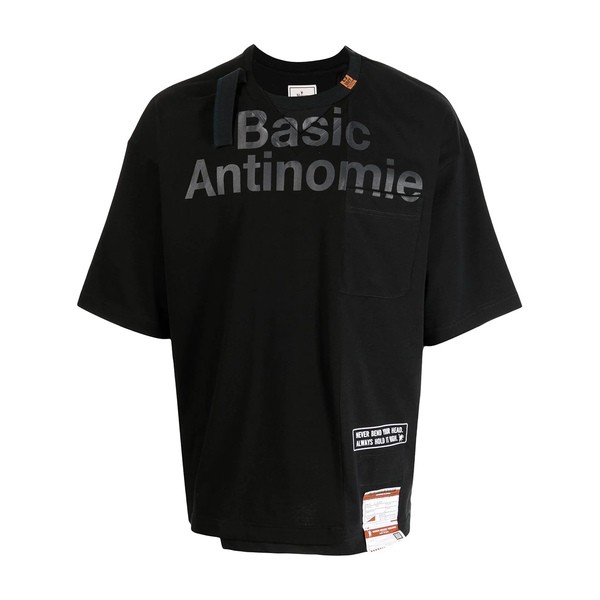 ミハラヤスヒロ メンズ Tシャツ トップス Basic Antinomie プリント Tシャツ BLACK