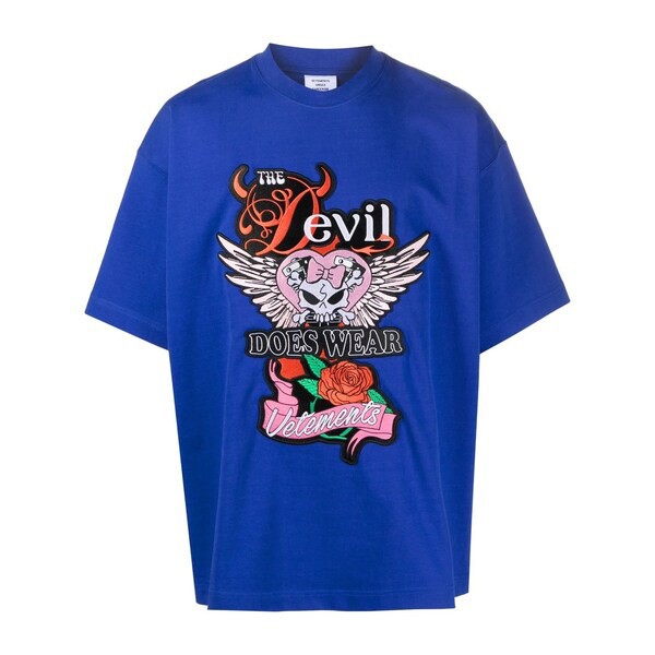 ヴェトモン メンズ Tシャツ トップス Devil Wears Vetements Tシャツ BLEU ROYAL