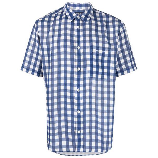 ジャクエムス メンズ シャツ トップス チェック ショートスリーブ シャツ NAVY CHECKS