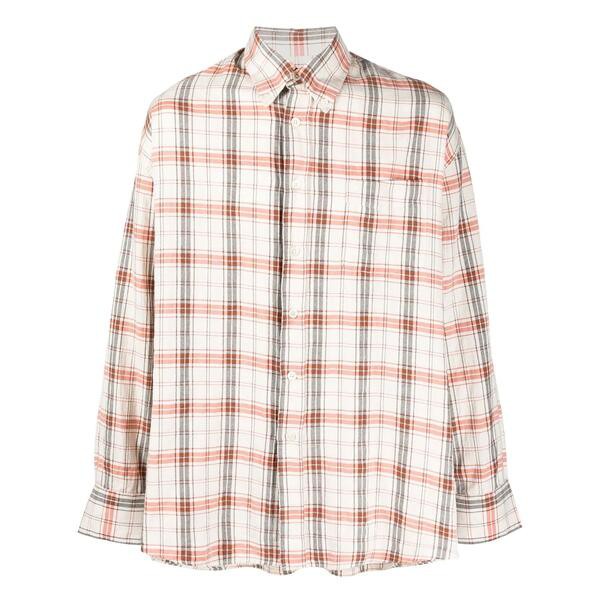 アワーレガシー メンズ シャツ トップス Borrowed BD チェックシャツ OFF WHITE ORANGE MEMORY CHECK